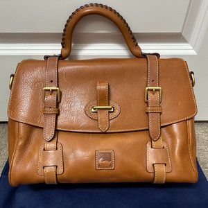 DOONEY & BOURKE Florentine Vacchetta Leather Messenger Flap Bag Saddle Bag